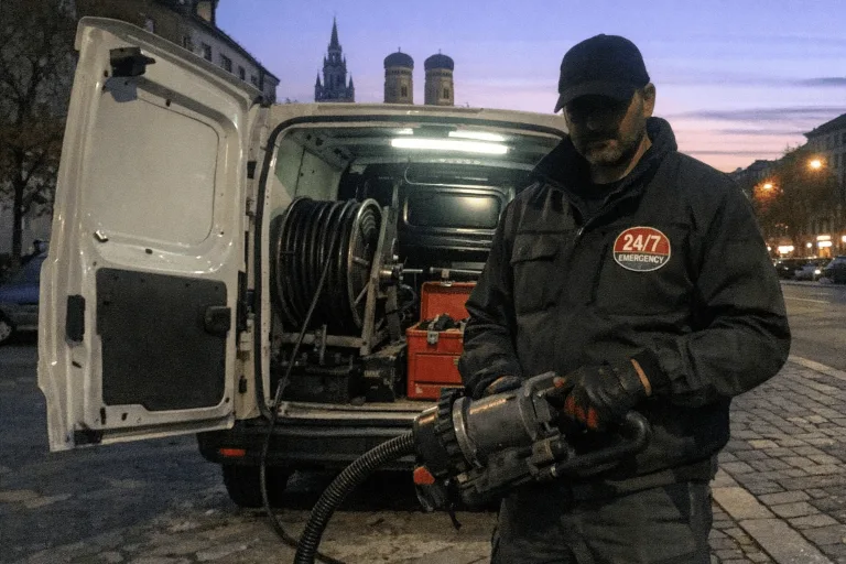 Einsatzbereiter Rohrreinigungs-Techniker im Notdienst